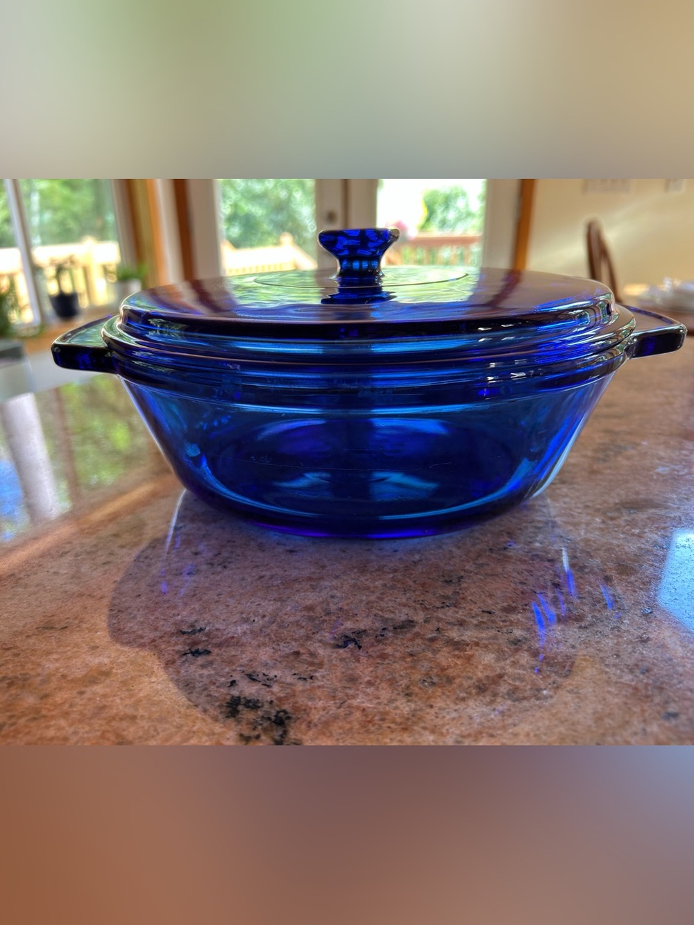 Anchor Hocking Vintage Cobalt Blue Glass Covered Casserole Dish 2Qt 9”Diameter